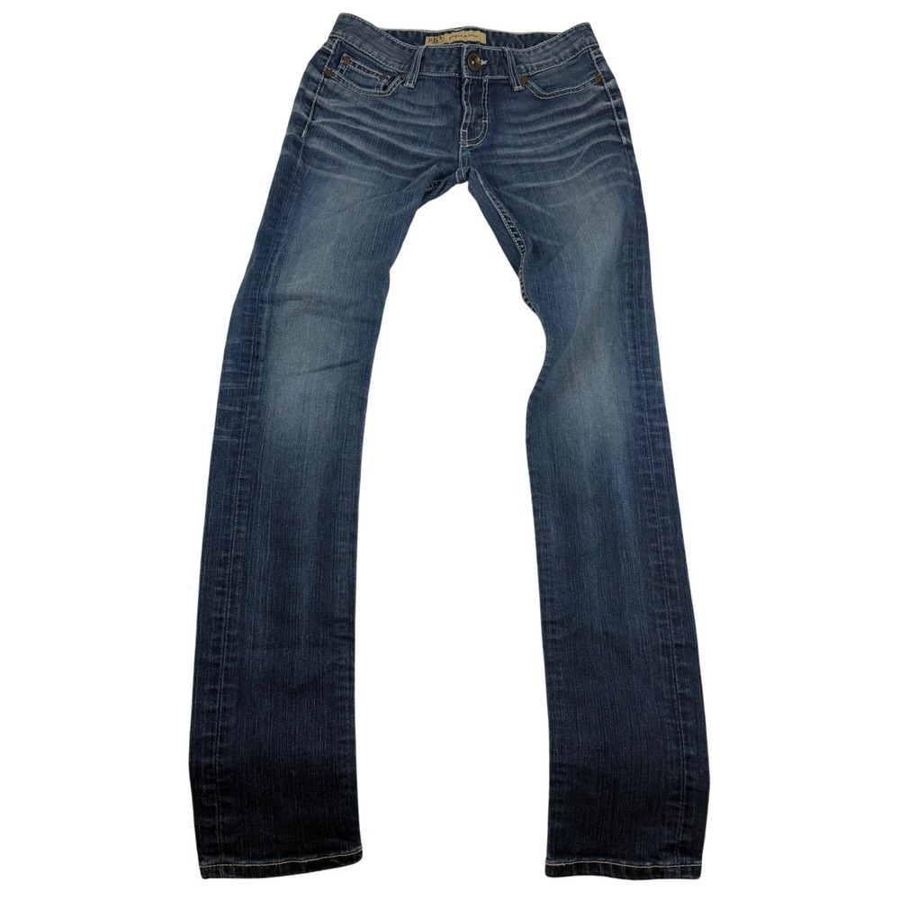 BKE Stella Skinny Blue Jeans Womens 27x31.5 Low Rise Rhinestone Pockets BK14131L